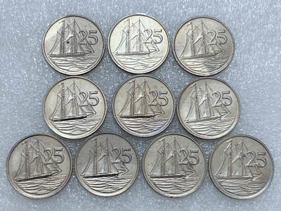 第一海外回流一元起拍收藏 散集专场  第276期 - 英属开曼群岛1987年25分硬币 10枚 英国女王高冠版 原光品