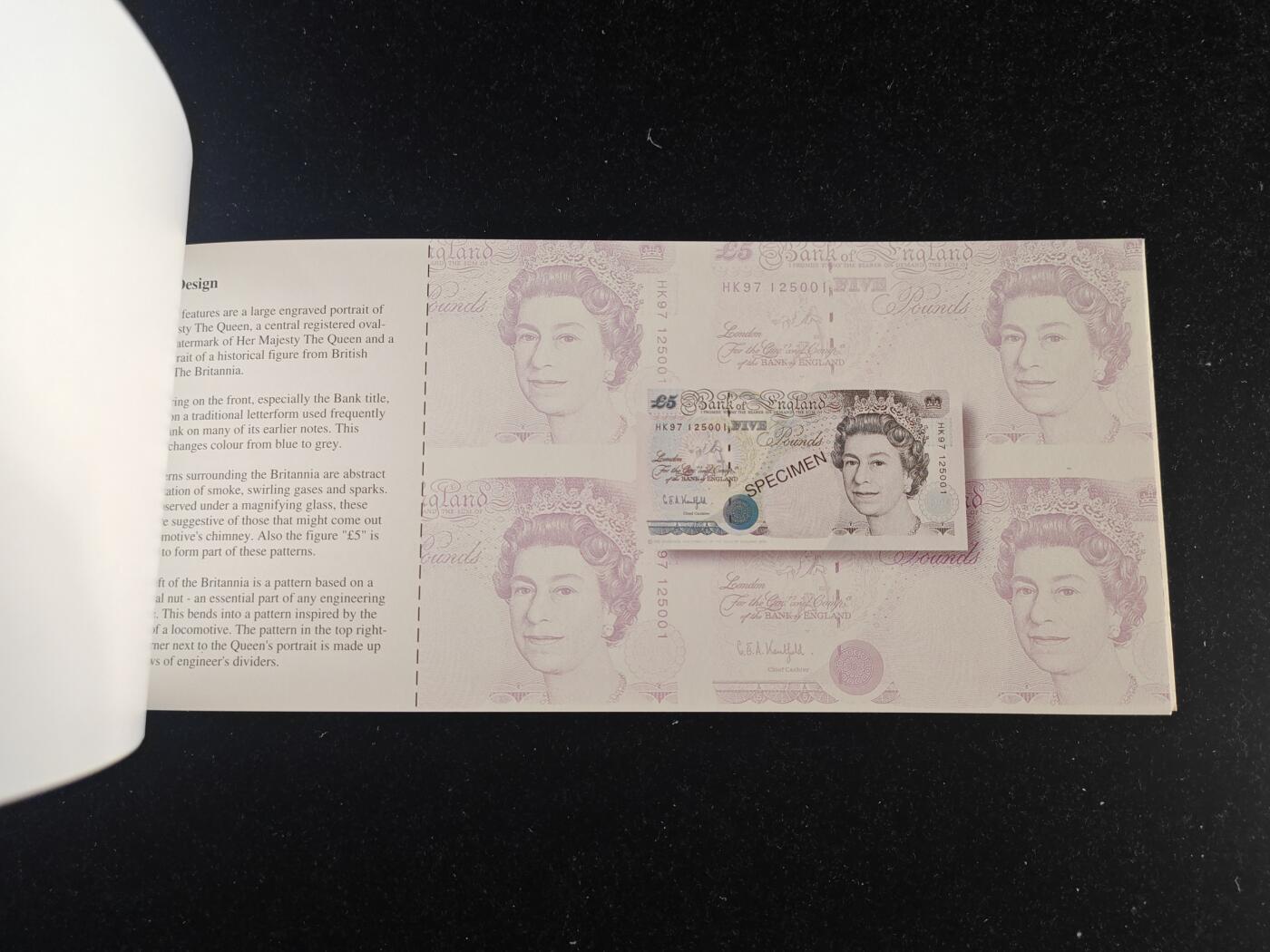 英国  E序 原装册 HK97冠 香港 回归 1997年 5英镑 纪念钞 全新UNC