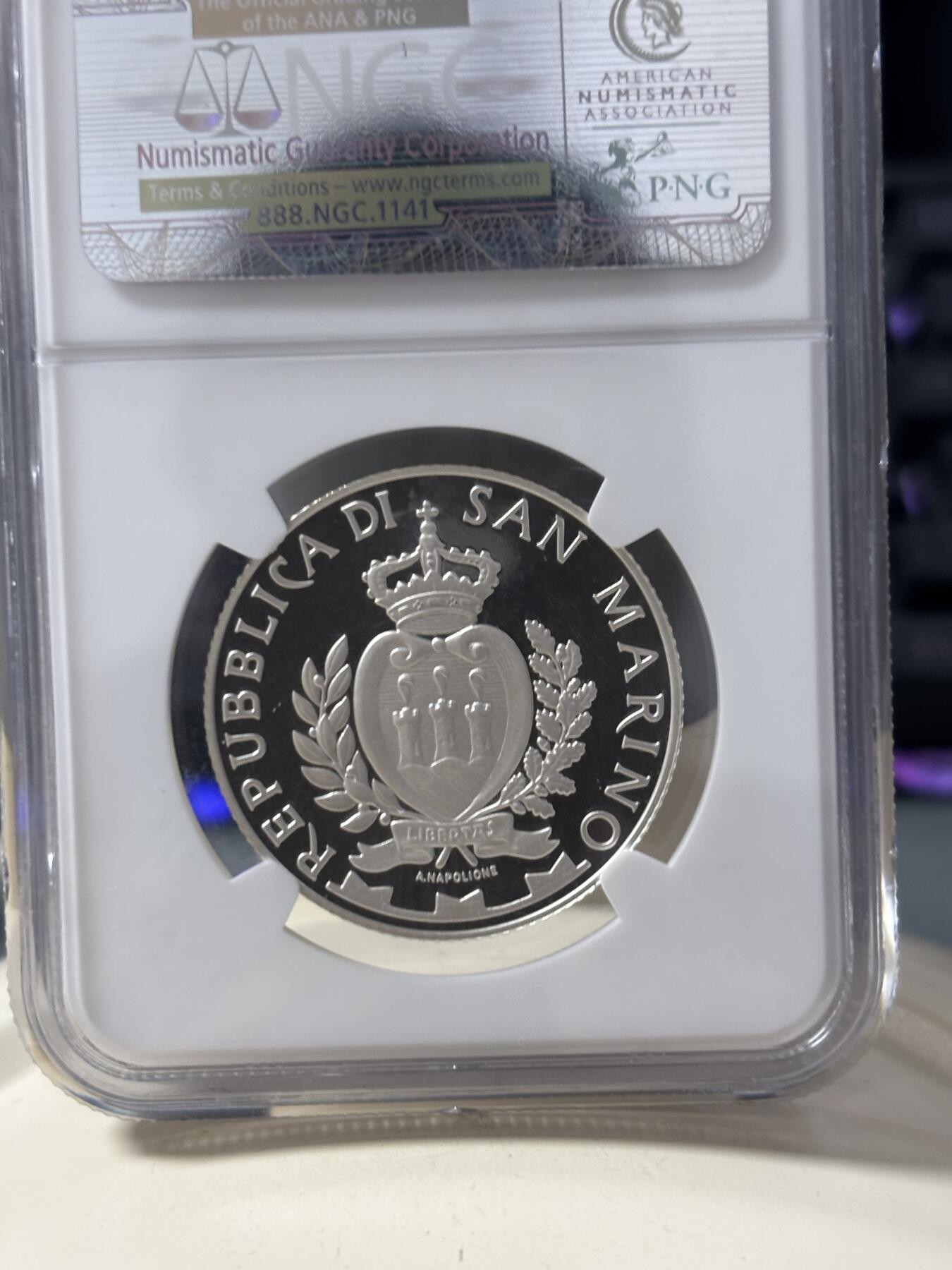 第186期拍卖 圣马力诺2013年美国肯尼迪总统纪念银币NGC-PF69，925银，18克