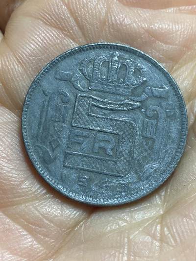 2025年第一百三十七场(总第一百六十三场）外国好品散币场(免佣金) - 比利时🇧🇪1943年5法郎(利奥波德三世，二战德国占领时期，法语版)