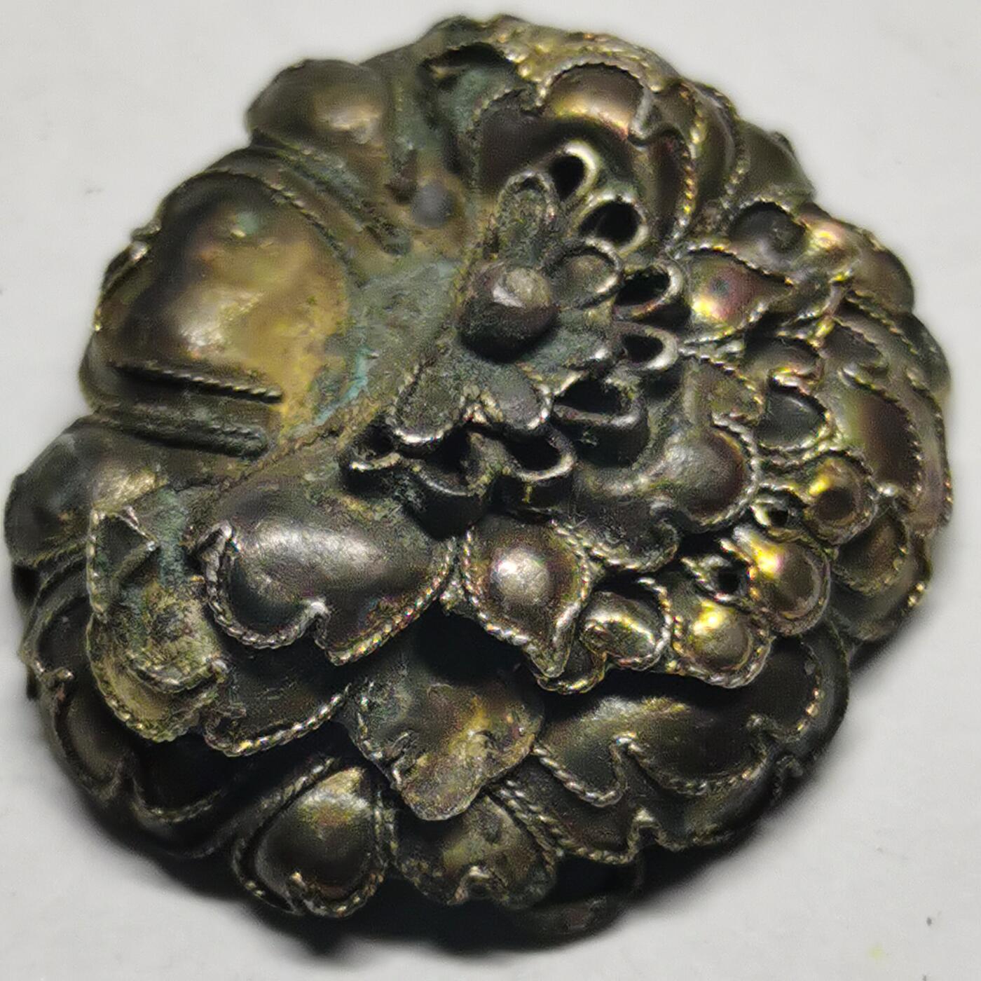 杂件专场89期 清代老银鎏金精美花朵