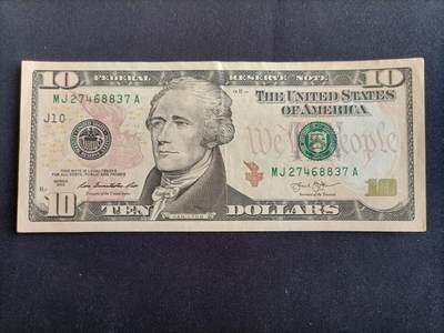 【游宝拍卖】乙巳蛇年97期 周六集拍 - 美国-10美元【SERIES-2013 J10堪萨斯城 近新AU-】