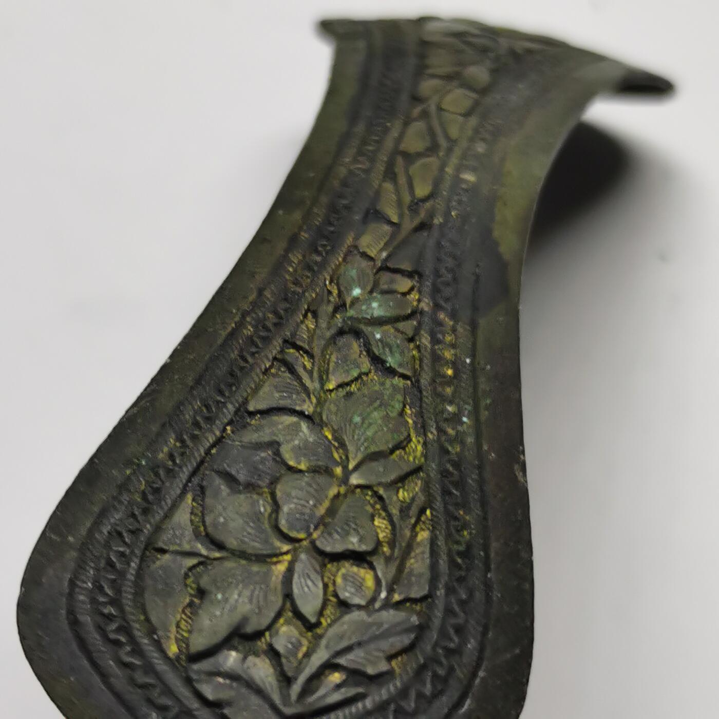 杂件专场89期 清代鎏金花纹发簪，带钢印款