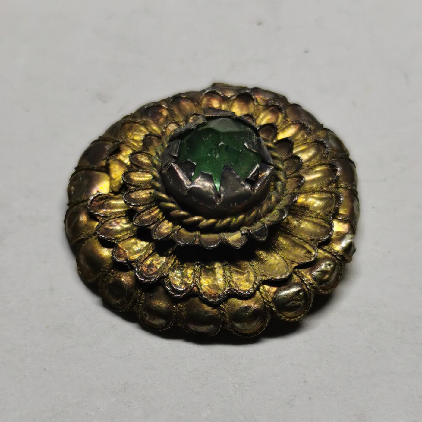 杂件专场89期 清代鎏金镶宝石花