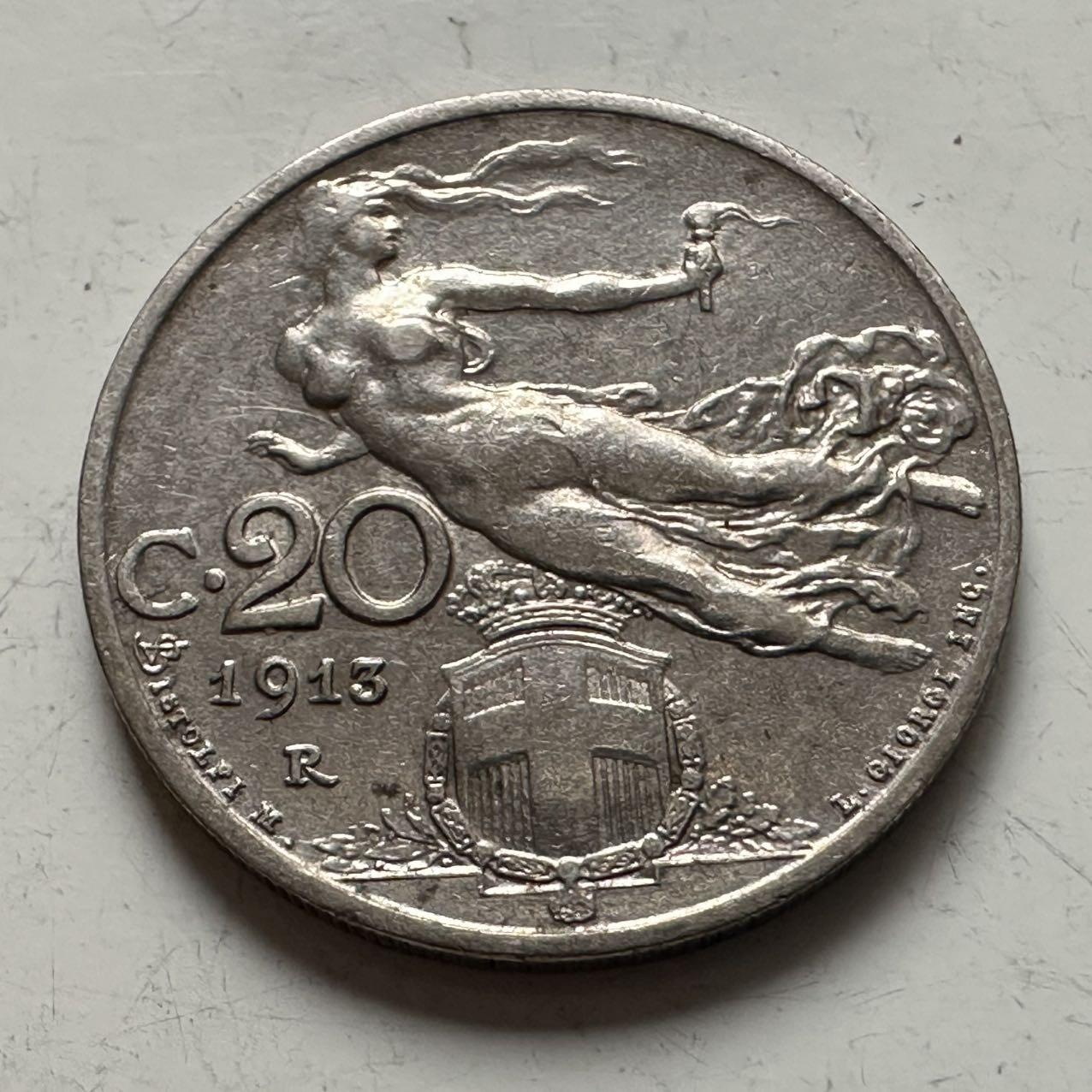 🌹外币初藏🌹🐯2025年第141场  每周二四六晚8️⃣点 接代拍 意大利1913年20分