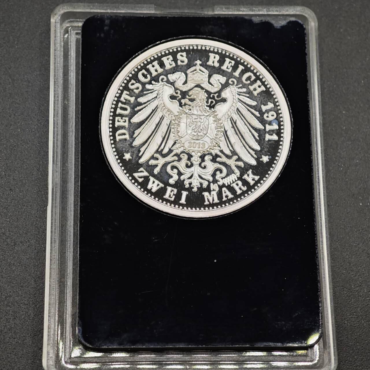 【淘币小摊】实时拍第八百三十拍   银币套币场   满百包邮可预留二周 每周一统一发货   德国2013年后铸萨克森2马克银币精制银章重10克银价140