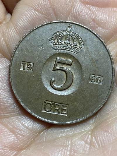 2025年第一百三十七场(总第一百六十三场）外国好品散币场(免佣金) - 瑞典🇸🇪1966年5欧尔(古斯塔夫六世第一版，U标)