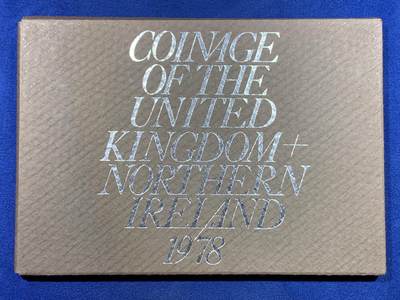 《竞宝斋》第448场 周日，周一，2场连拍 （全场包邮） - 英国1978年 精致套币 6枚币和1枚章 不多见 状态不错 细节见图