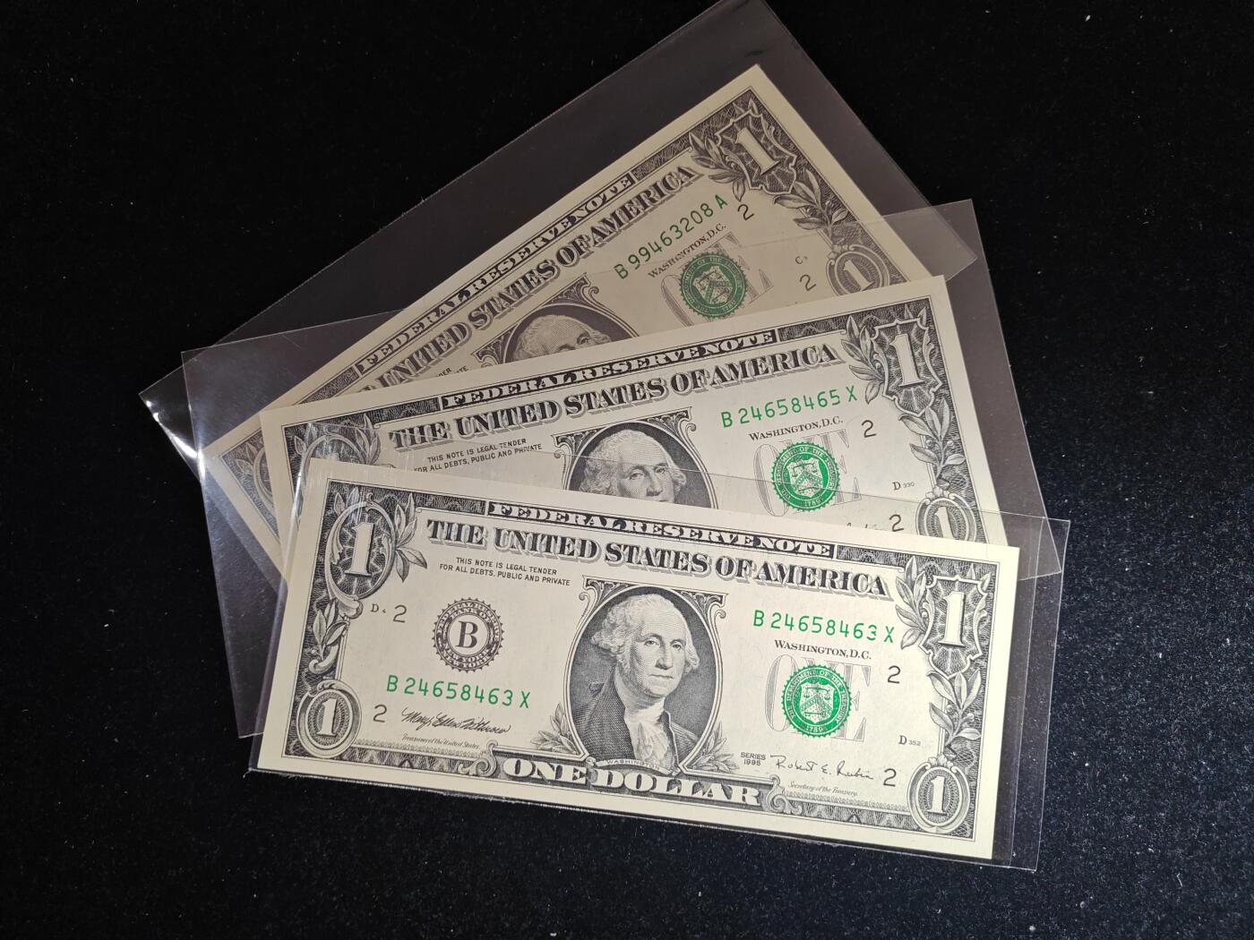美国纸币 1995年 1美元 B区 全新UNC 单价