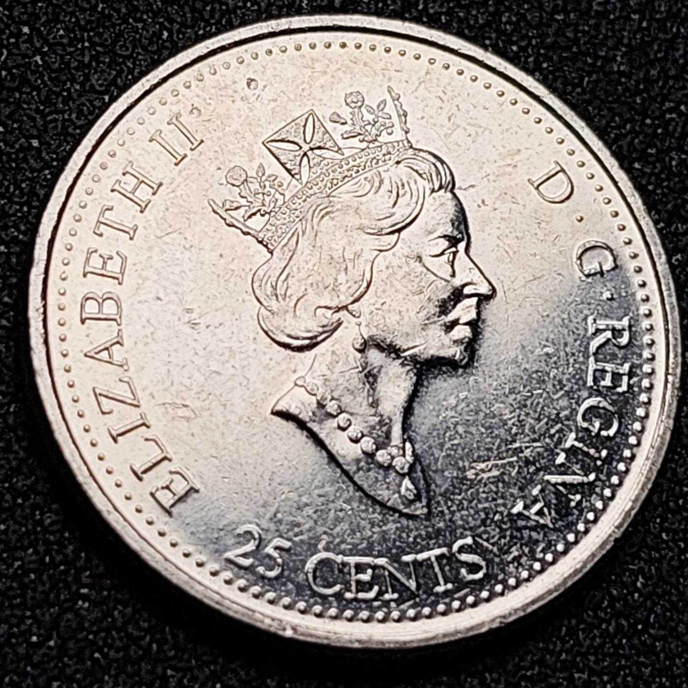 泉币菌-第147场-精品福利场 千禧年 加拿大1999年 2月纪念币 1/4元 英国女王