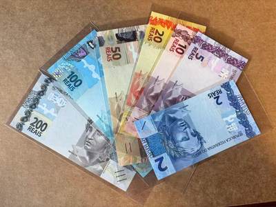 【Blue Auction】世界纸币精拍第763期——18级TOP拍卖/信誉/品质/专业/高效💫 - 【一组7张】巴西 2-200瑞斯 动物套 全新UNC