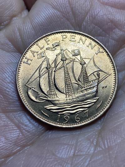 2025年第一百三十七场(总第一百六十三场）外国好品散币场(免佣金) - 原光未流通–英国🇬🇧1967年半便士(伊丽莎白二世青年桂冠第二版，普制币关门年)