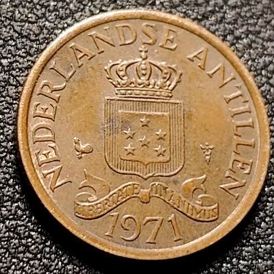 泉币菌-第147场-精品福利场 - 18mm  荷属 安德列斯1分青铜币 纪念币 1971年 