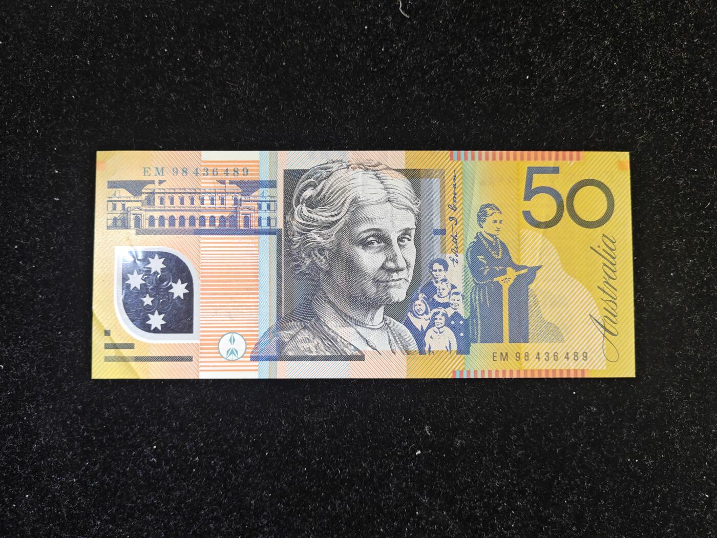 澳大利亚 1998年 早期年份 50元塑料钞 非全新好品