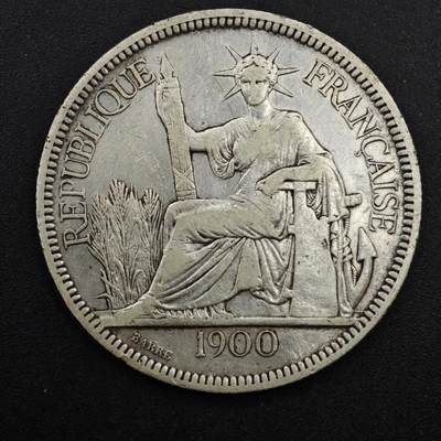 【淘币小摊】实时拍第八百三十拍   银币套币场   满百包邮可预留二周 每周一统一发货   - 法属印支1900年坐洋1皮阿斯特银币