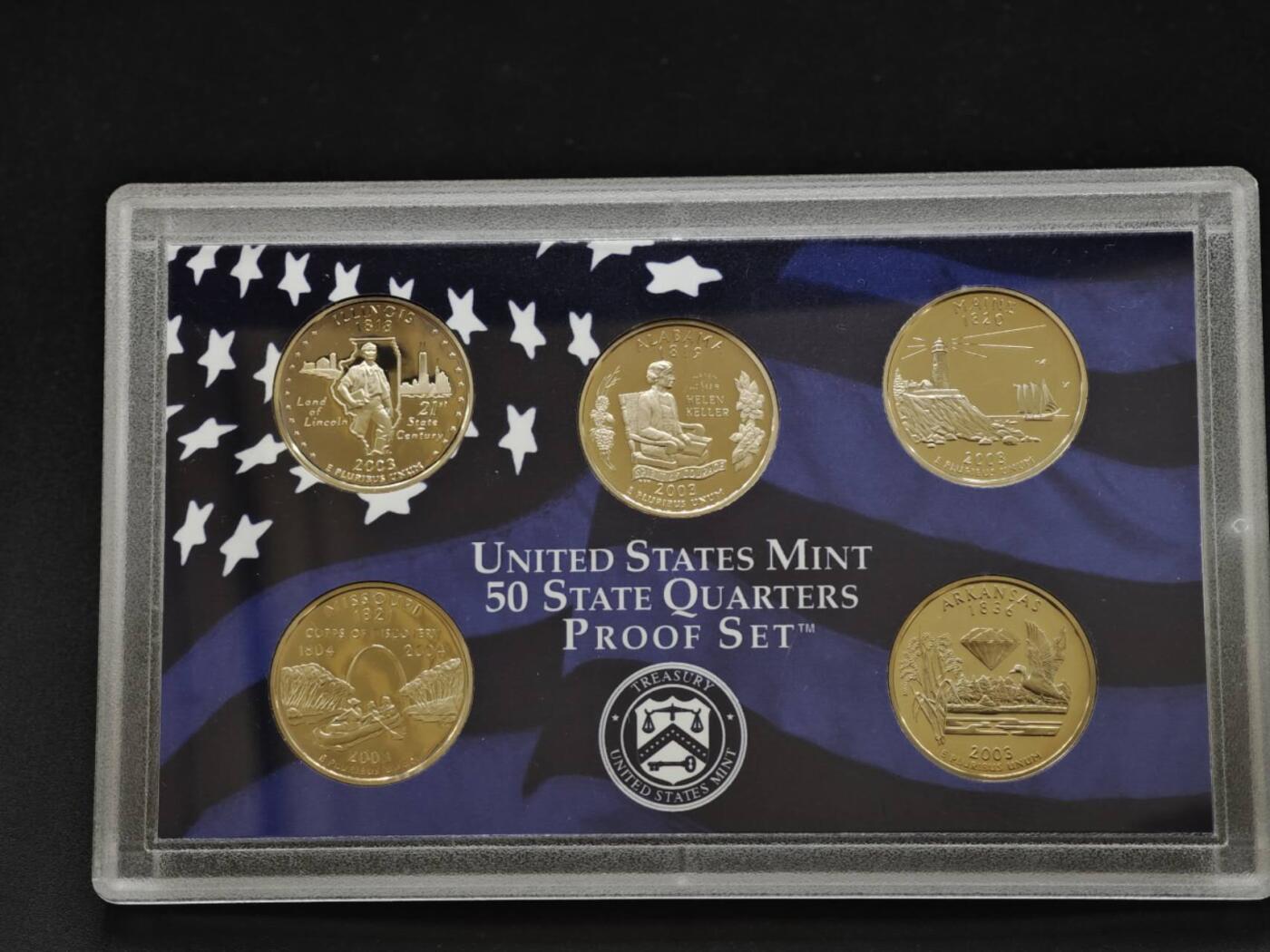 【淘币小摊】实时拍第八百三十拍   银币套币场   满百包邮可预留二周 每周一统一发货   美国2003年精制州币5枚套