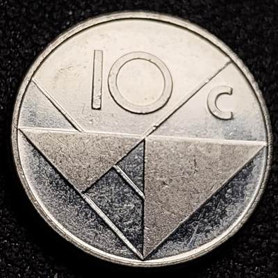 泉币菌-第147场-精品福利场 - 阿鲁巴1986年10分镍钢硬币 17.9毫米  3.0克 纪念币铜钱