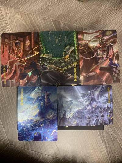 光影卡牌第27期，各家亲签，各家套卡，持续收拍品 - 百里飞鸿水浒特卡5张，冷烫粗闪工艺