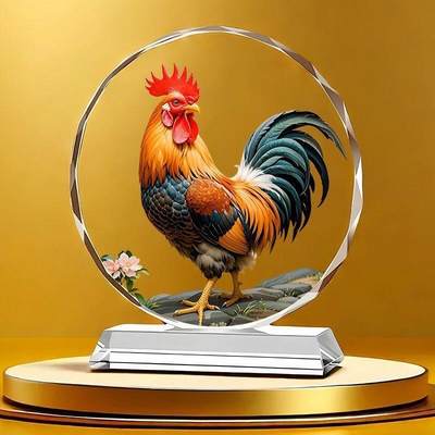 亏本放漏，无佣金 - 鸿运金鸡水晶摆件生肖招财大红公鸡桌面装饰摆台家居镇宅乔迁送礼