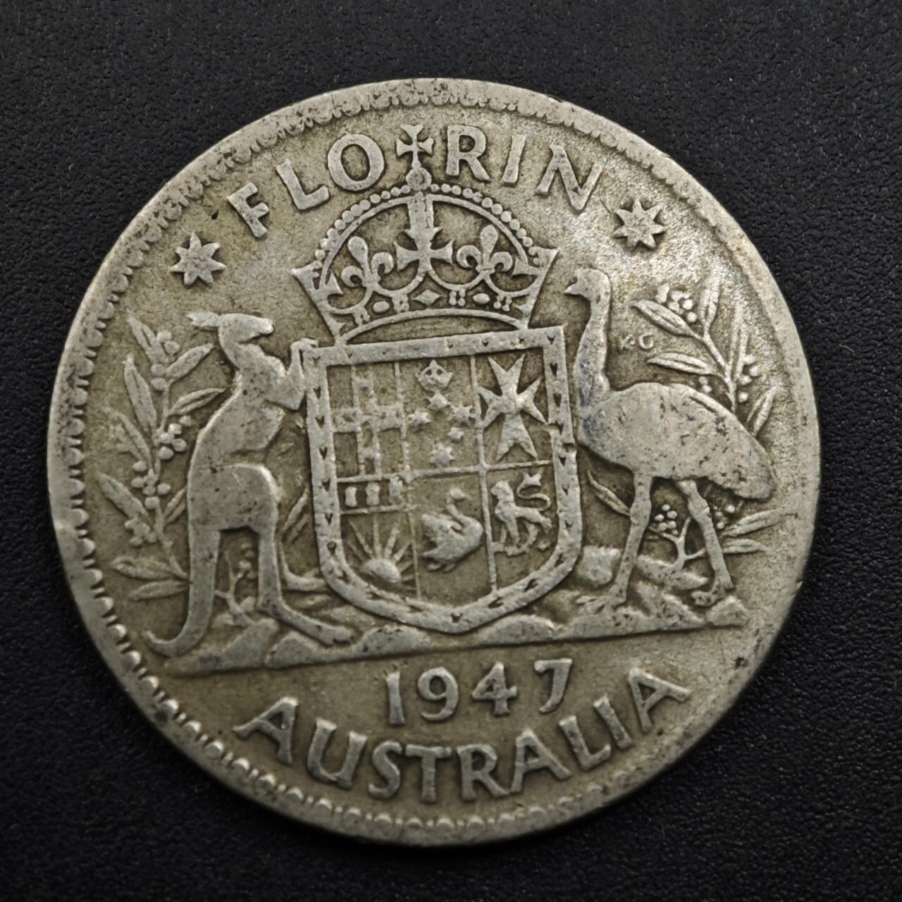 【淘币小摊】实时拍第八百三十一拍   散币场   满百包邮可预留二周 每周一统一发货   澳大利亚1947年乔治六世弗洛林银币