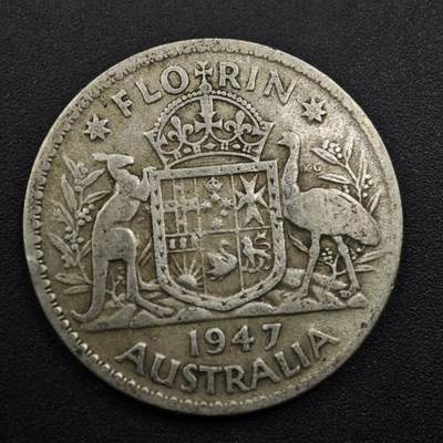 【淘币小摊】实时拍第八百三十一拍   散币场   满百包邮可预留二周 每周一统一发货   - 澳大利亚1947年乔治六世弗洛林银币