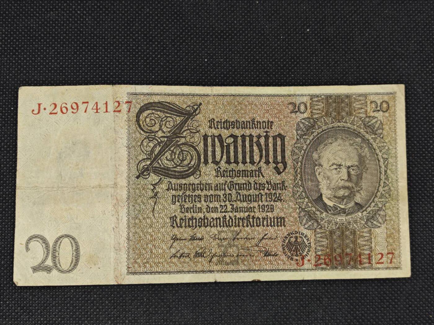 【淘币小摊】实时拍第八百三十一拍   散币场   满百包邮可预留二周 每周一统一发货    德国20马克纸币【有折】