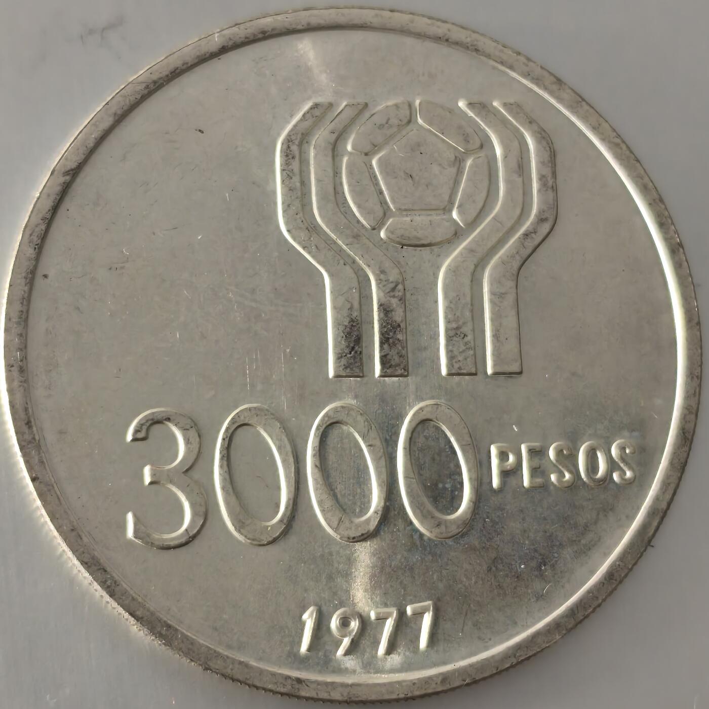 老蟹的宝藏🏴‍☠️ V 阿根廷1977年3000比索银币Composition	Silver (.900) (Ag 900 Cu 100) Weight	25 g