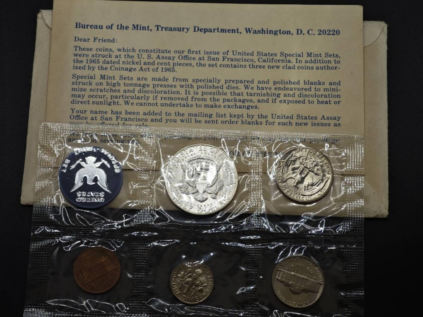 【淘币小摊】实时拍第八百三十拍   银币套币场   满百包邮可预留二周 每周一统一发货   美国1965年肯尼迪套币含1枚银币