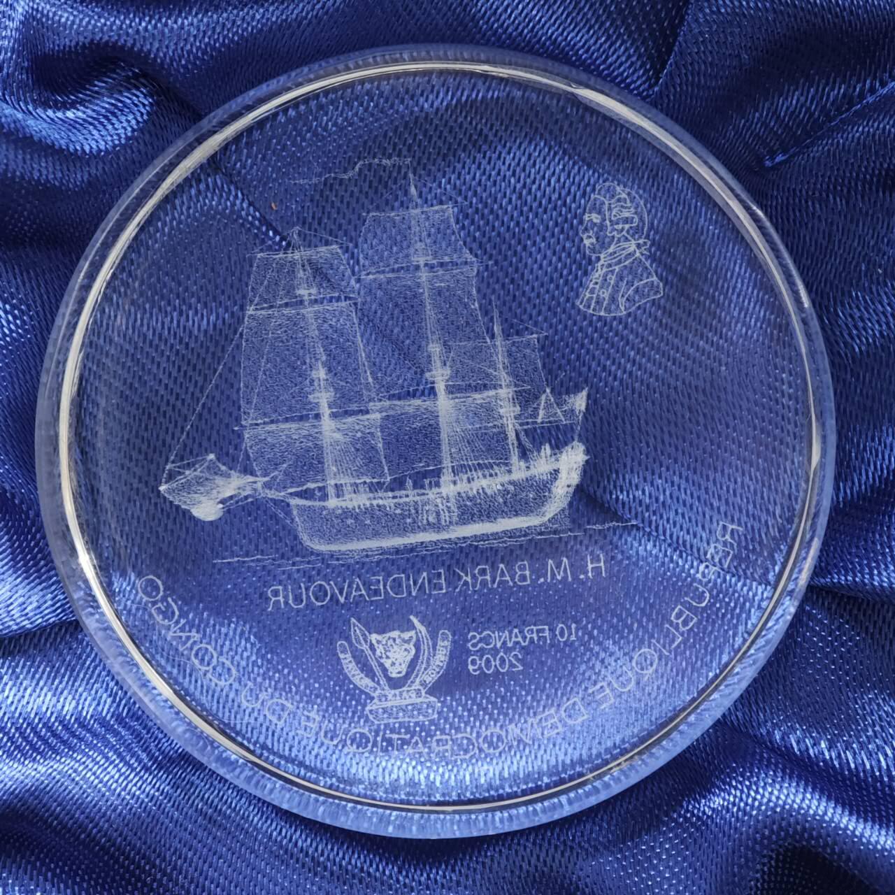 【淘币小摊】实时拍第八百三十拍   银币套币场   满百包邮可预留二周 每周一统一发货   刚果2009年10法郎帆船水晶纪念币发行量1000枚