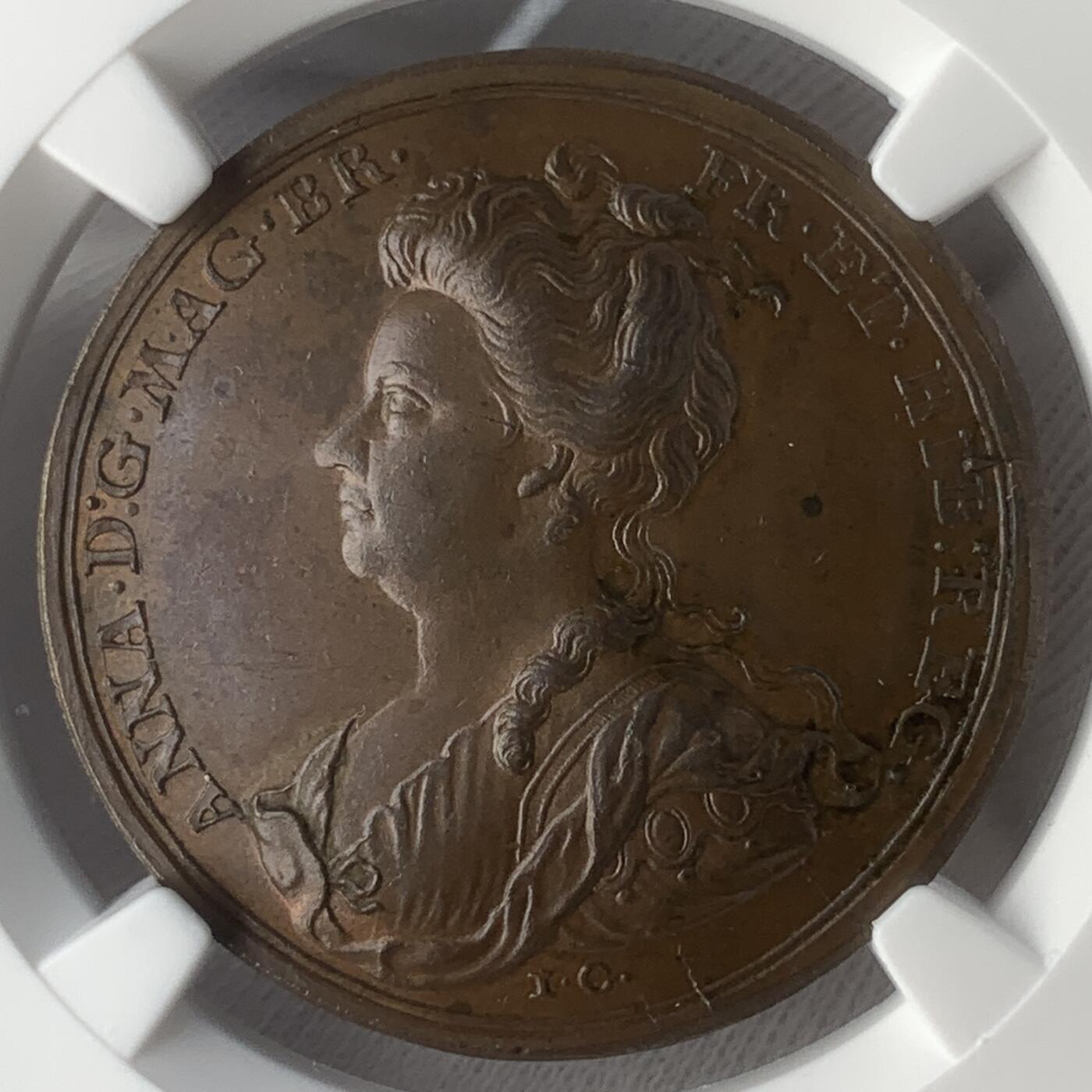 掌中浮雕-藏着的欧洲第046场 NGC MS63 ：1707年英格兰与苏格兰建立联合王国纪念铜章，35mm