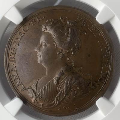 掌中浮雕-藏着的欧洲第046场 - NGC MS63 ：1707年英格兰与苏格兰建立联合王国纪念铜章，35mm