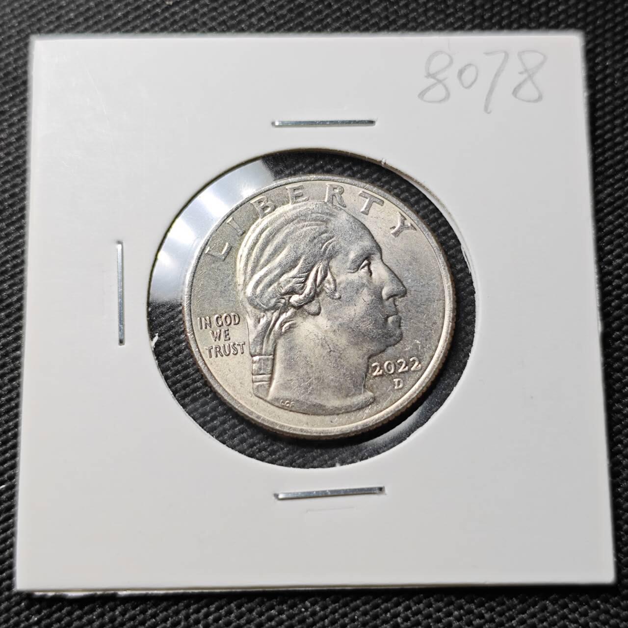 KK钱币收藏小铺 第380期  2月预留时间 周末发货  2022美国25分纪念币
