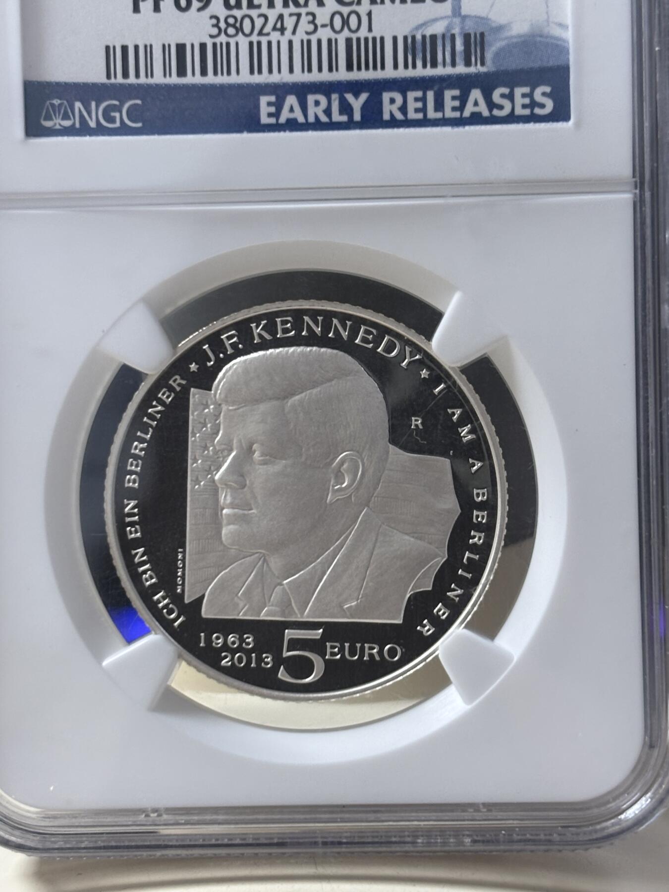 第186期拍卖 圣马力诺2013年美国肯尼迪总统纪念银币NGC-PF69，925银，18克