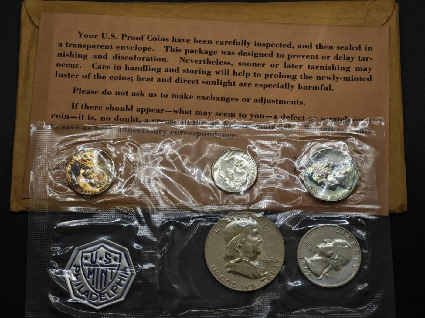 【淘币小摊】实时拍第八百三十拍   银币套币场   满百包邮可预留二周 每周一统一发货   美国1962年富兰克林精制套币含3枚银币