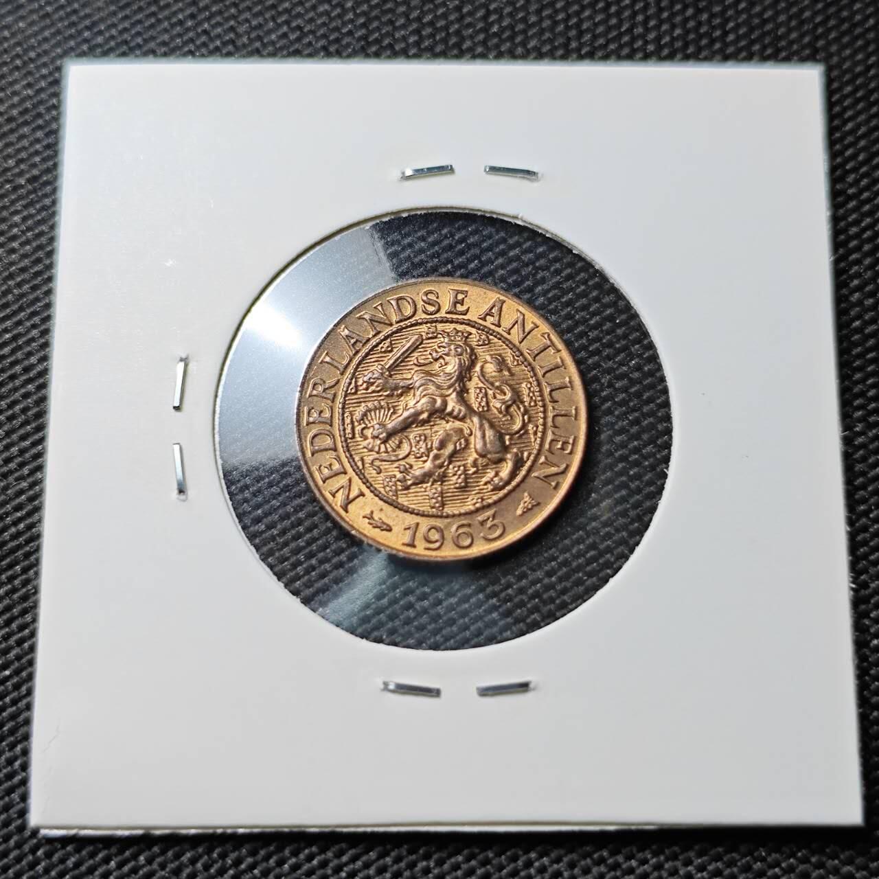 KK钱币收藏小铺 第380期  2月预留时间 周末发货  1963荷属安地列斯1分铜币 好品