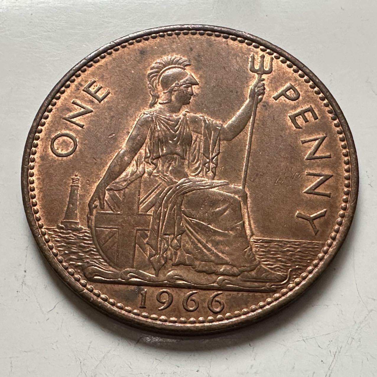 🌹外币初藏🌹🐯2025年第141场  每周二四六晚8️⃣点 接代拍 英国1966年一便士 b