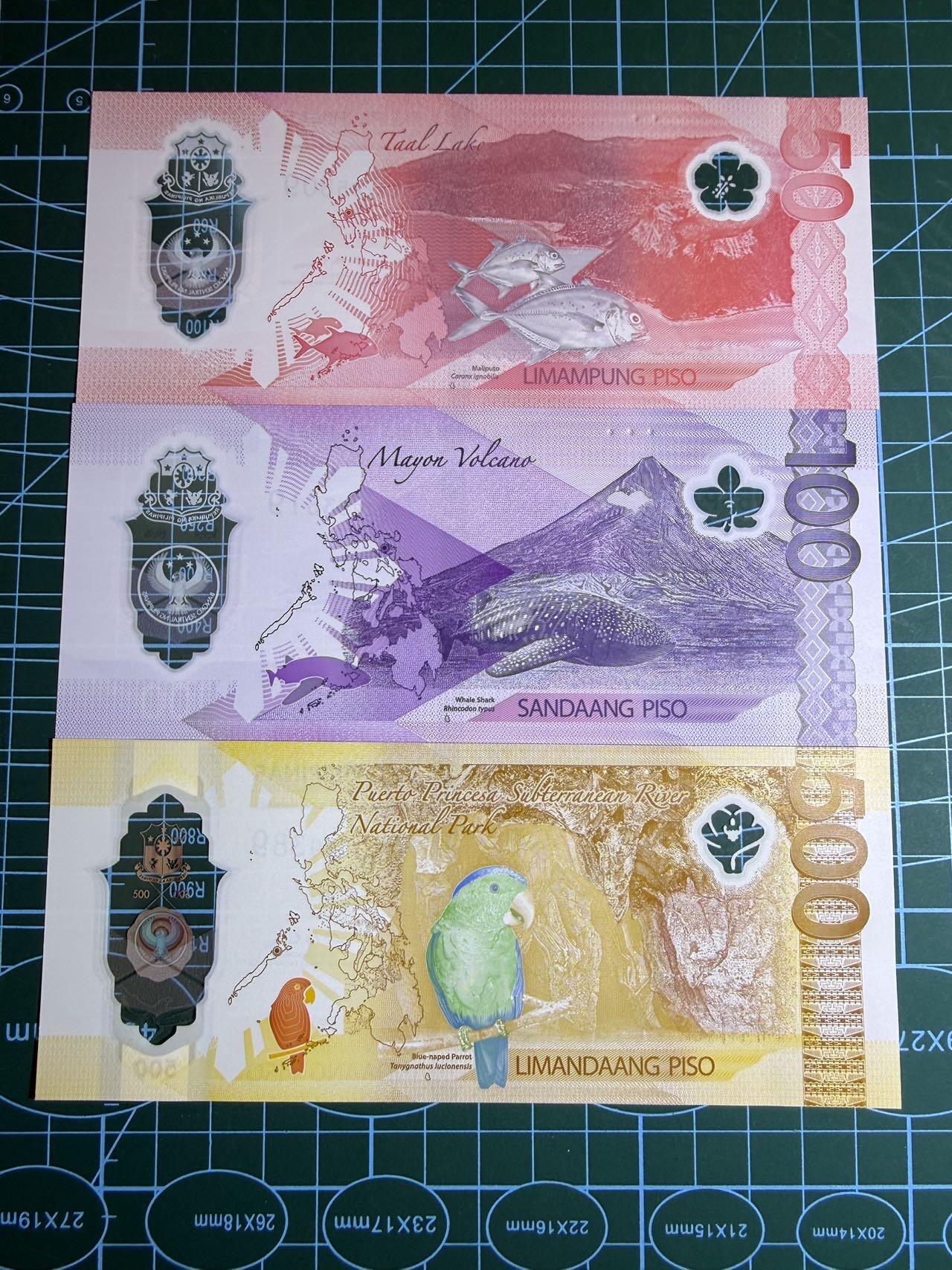 【炜奕收藏】，第五十三期 菲律宾新版50-500比索，UNC品相，均为AA首发冠号码无47尾同9