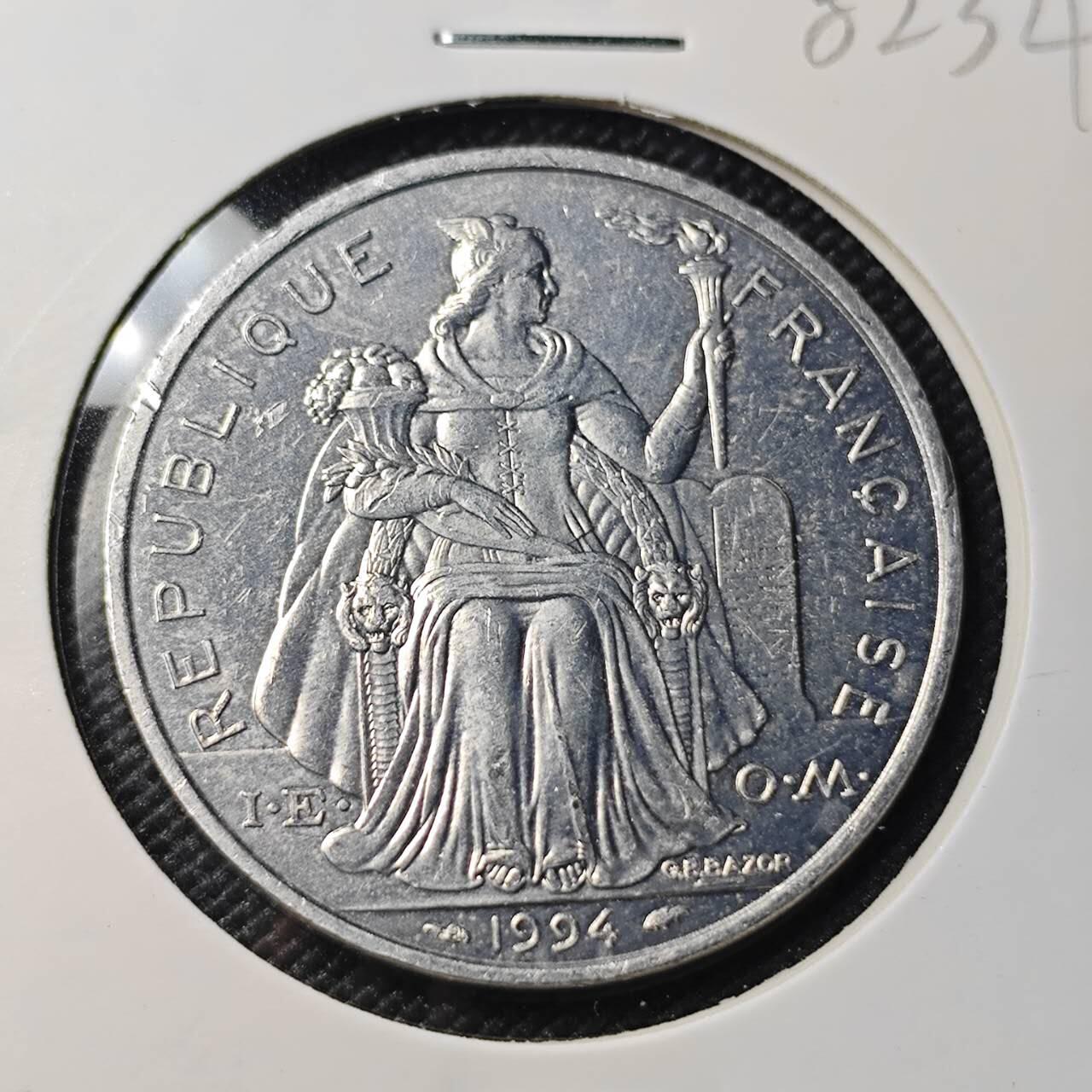 KK钱币收藏小铺 第382期  2月预留时间 周末发货 1994新喀里多尼亚5法郎