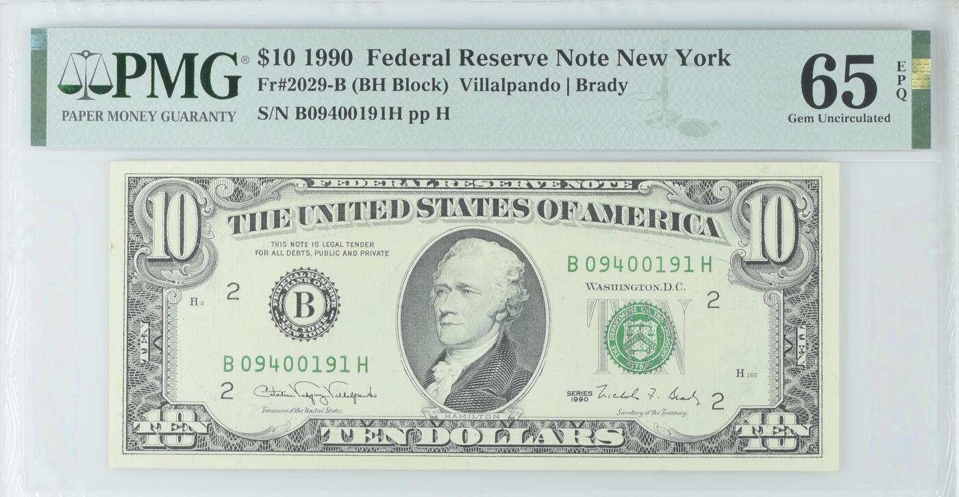 【礼羽收藏】🌏世界钱币拍卖第116期 1990年 10美元 PMG65EPQ 稀少年份