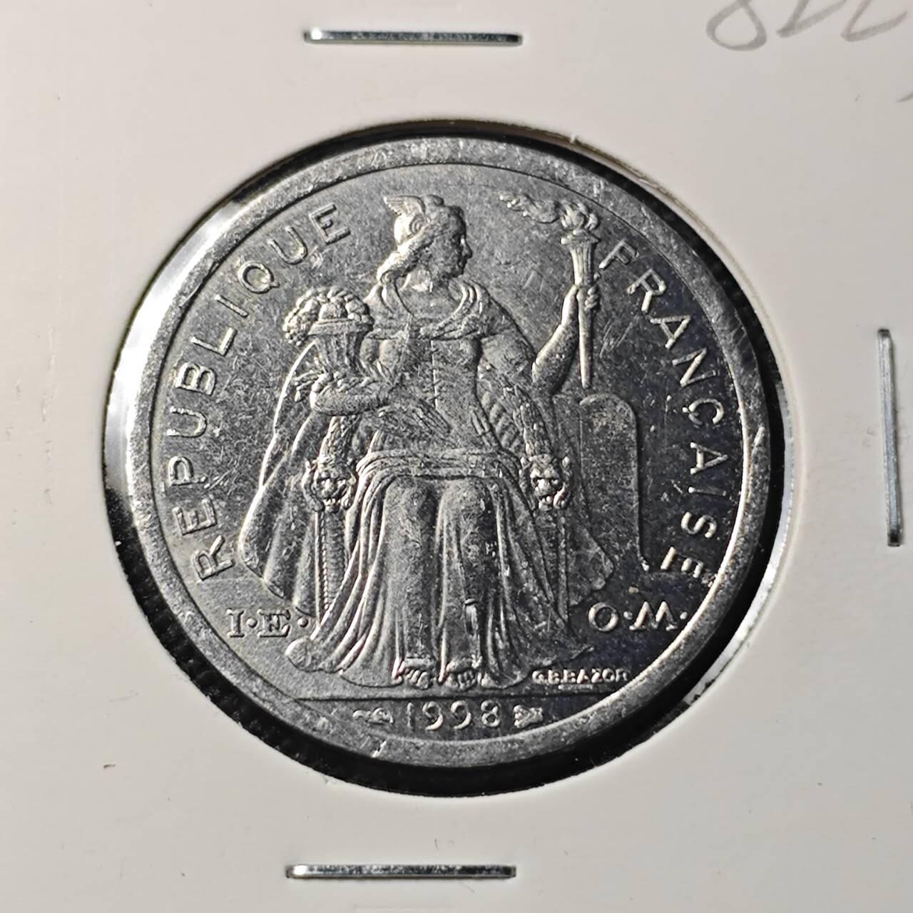 KK钱币收藏小铺 第382期  2月预留时间 周末发货  1998新喀里多尼亚2法郎