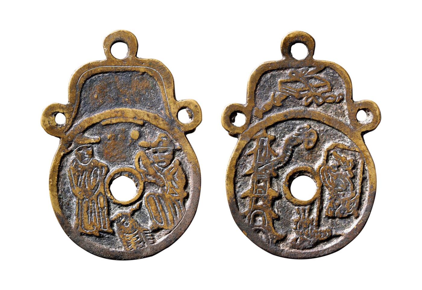 中贸圣佳2025年秋季拍卖会 争辉 中国历代古钱 清 神仙人物·背许仕麟哭塔赣炉挂花钱 74.1*2.4mm