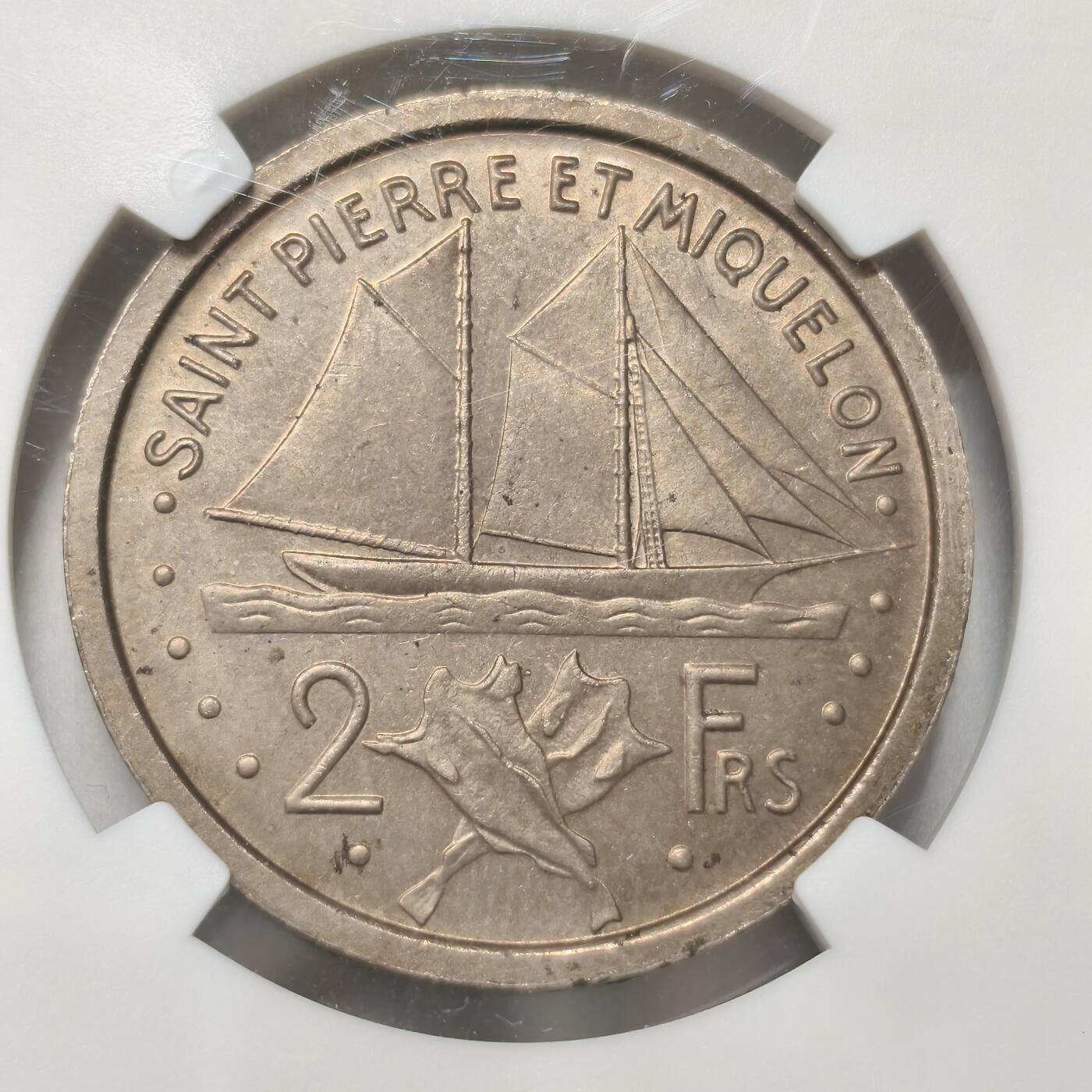 老蟹的宝藏🏴‍☠️ V NGC MS63 圣皮埃尔和密克隆1948年2法郎