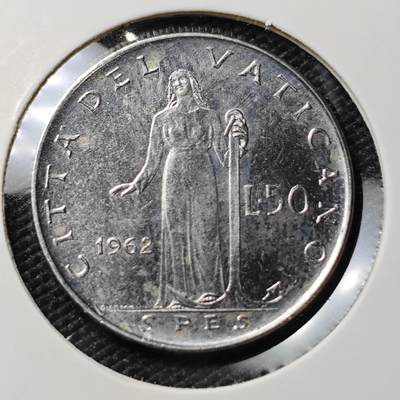 KK钱币收藏小铺 第382期  2月预留时间 周末发货 - 1962梵蒂冈50里拉 