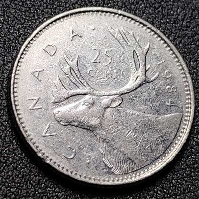 泉币菌-第148场-精品福利场 - 高币值 加拿大1984年1/4加拿大元 伊丽莎白二世 驯鹿 24mm 