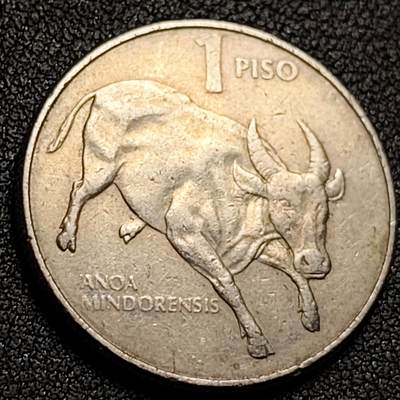 泉币菌-第148场-精品福利场 - 1985年 公牛 菲律宾1比索硬币 直径29MM 