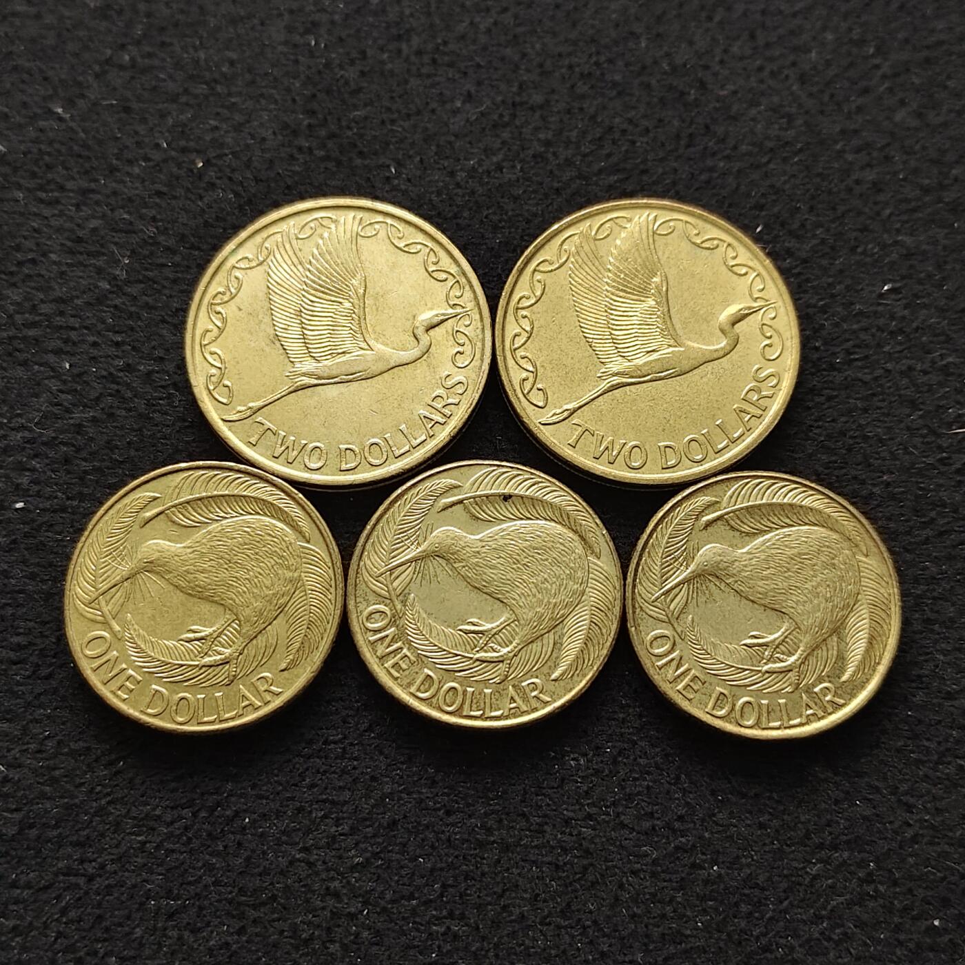 【全场包邮】纯粹捡漏拍486场（免费代拍第23场） 新西兰各年份1-2元高值币5枚一组