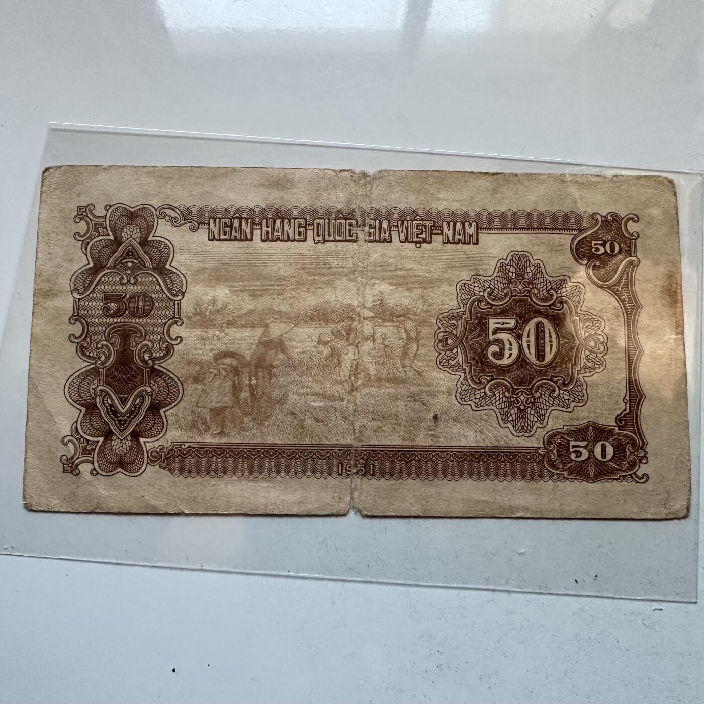 🌹外币初藏🌹🐯2025年第142场  每周二四六晚8️⃣点 接代拍 越南1951年50元 早期品种不常见了
