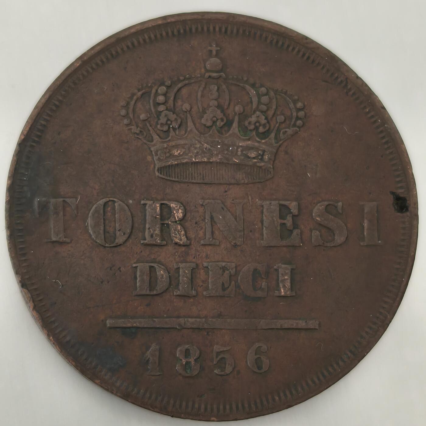 老蟹的宝藏🏴‍☠️ V 意大利西西里10分-Ferdinand II, 10 Tornesi, 1856 (KM 369)