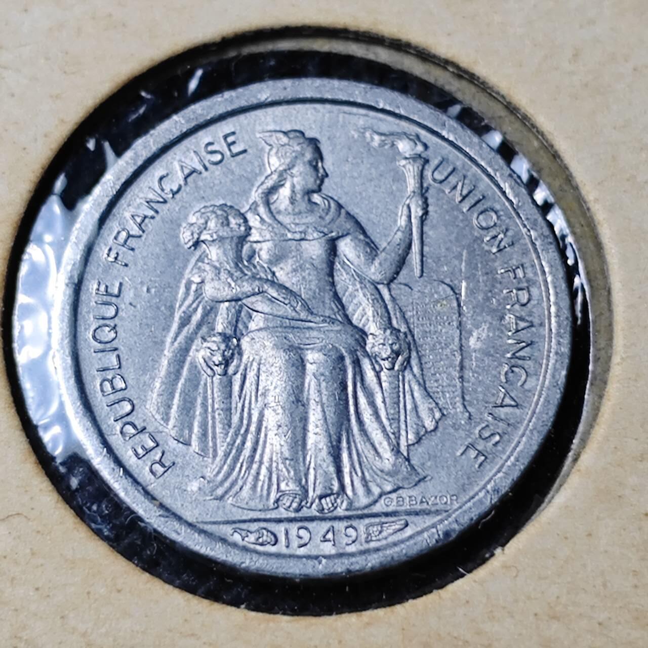 KK钱币收藏小铺 第382期  2月预留时间 周末发货 1949新喀里多尼亚50分