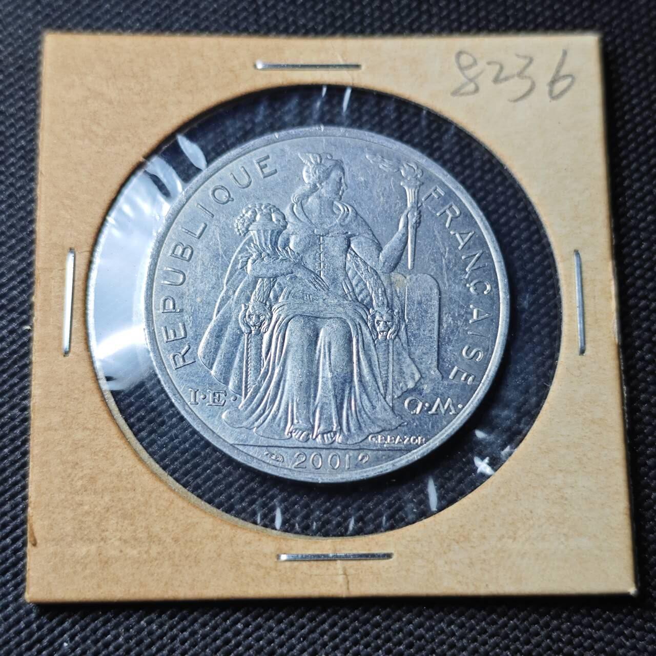 KK钱币收藏小铺 第382期  2月预留时间 周末发货 2001新喀里多尼亚5法郎 